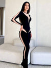 ZASUWA Female Sexy Contrast Color Sheer Mesh Jumpsuit
