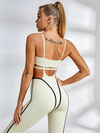 Cutout Ribbed Active Jumpsuit With Contrast Piping