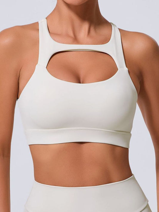 ZASUWA Female Solid Color Hollow Out Cross Back Sports Bras