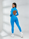 Sexy Backless Zipper Contrast Color Stripes Jumpsuit