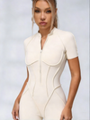 Sexy Backless Zipper Scrunch Bum Jumpsuit