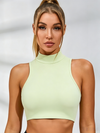 Sexy Solid Color Hollow Out Stand Up Collar Tank