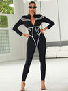 ❤ZASUWA Female Trendy Zipper Stripes Jumpsuit