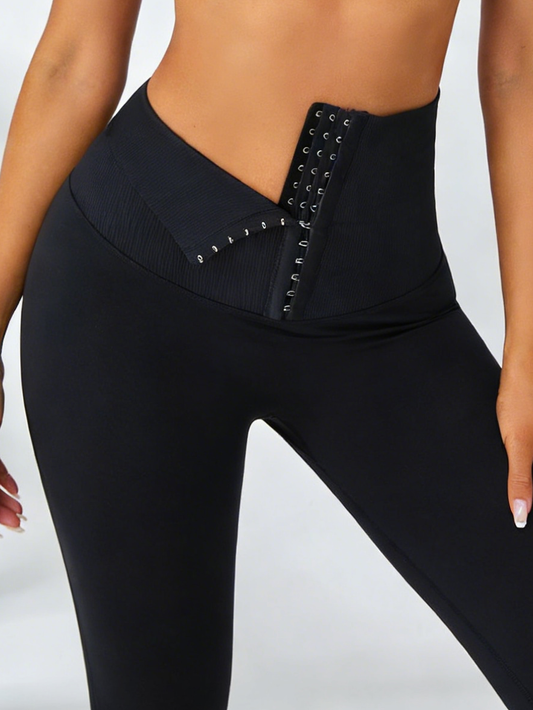 ZASUWA Female Black Leggings Add Velvet Padded High Waist Corset Leggings