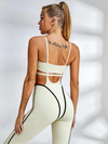Cutout Ribbed Active Jumpsuit With Contrast Piping