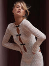ZASUWA Female Sexy Split Fishnet Hollow Out Backless Chinese Style Cover-up Without Bikini