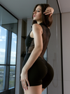 Sexy Sheer Mesh Back Deep V Back Scrunch Bum Zipper Jumpsuit