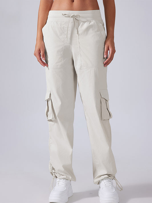 ZASUWA Female Pocket Casual Loose Cargo Drawstring Pants