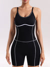 ZASUWA Female Backless Stripes Stitch Deep V Back Push Up Design Elastic Tight Romper