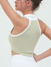 ZASUWA Female Stand Up Collar Zipper Elastic Tight Quick Dry with Chest Pads Tank
