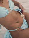 ZASUWA Female with Metal Shell Solid Color Folds Bikini Set