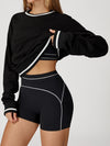 ZASUWA Female Contrast Color Casual Loose Round Neck Hoodie