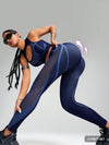 ZASUWA Female Contrast Color Hollow Out Cross Back Fishnet Push Up Design Tracksuit