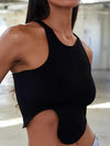 ZASUWA Female Sexy Round Neck Irregular Design Tanks