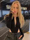 ZASUWA Female Fashion Zipper Long Sleeves Bodysuit