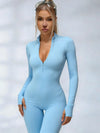 Zipper Thumbhole Hip-lift Jumpsuit