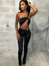 ZASUWA Female Tailoring Hollow Out Elastic Tight Jumpsuit