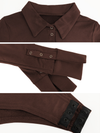 Lapel Button Long Sleeves Bodysuit