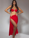 ZASUWA Female Shell Pearl Solid Color 3-Pieces Bikini Set