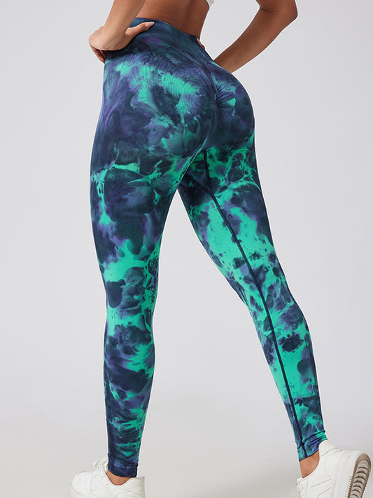 ZASUWA Female V-shaped Waist Scrunch Bum Colorful Hot Tie-dye Leggings