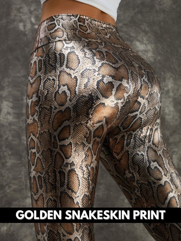 PU Faux Leather Leopard Print Leggings