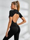 Sexy Backless Zipper Scrunch Bum Jumpsuit