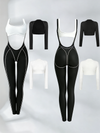 2‑Piece Contrast Piping Cutout Jumpsuit