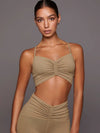 ZASUWA Female Solid Color Unique Folds V Shape Waist Tracksuit