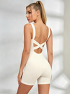 Ribbed Cross Back Seamless Romper