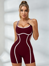Contrast‑Trim Cut‑Out Racerback Compression Romper
