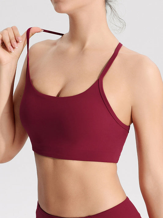 ZASUWA Female U Collar Beautify Cross Back Hollow Out Sports Bras