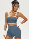 ZASUWA Female Contrast Color Cross Back Elastic Tight Short Tracksuit