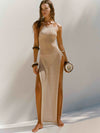 ZASUWA Female Sexy Cross Back Without Bikini Set Cover Up Dress