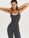ZASUWA Female U Collar Cross Back Elastic Tight Jumpsuits