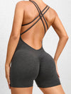ZASUWA Female Solid Color Push Up Design Cross Back Quick Dry Scrunch Bum Romper