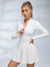 Removable Sleeve Tennis Dress Slim Fit Pleated Sports Dress