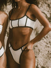 ZASUWA Female Sexy Contrast Color Stripe Beach Bikini Set