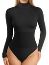 High Neck Fine Ribbed Long-Sleeve Bodysuits