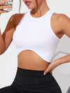 ZASUWA Female Sexy Round Neck Ribbed Quick Dry Irregular Design Tanks