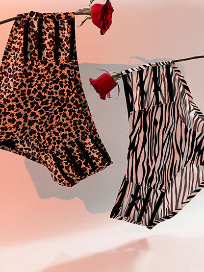 Sexy Hollow Out Mesh Print Panties