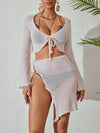 ZASUWA Female Sexy Fishnet Hollow Out 2-Pieces Swimwear Cover-up Dress Without Bikini