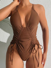 ZASUWA Female Sexy Solid Color Drawstring One Piece