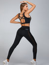 ZASUWA Female Mesh PU Back High-rise Leggings
