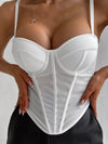 ZASUWA Female Sexy Mesh Contrast Color Tanks