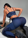 ZASUWA Female Sexy Stripe Fishnet Push Up Design Elastic Tight Tracksuit
