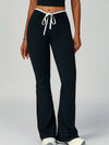 ZASUWA Female Contrast Color V-neck Lace-up Short Sleeves