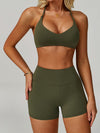 ZASUWA Female Cross Back V-neck with Chest Pads Quick Dry Push Up Design Short Tracksuit