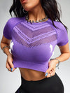 ZASUWA Female Solid Color Fishnet Breathable Yoga Short Sleeves