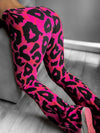 ZASUWA Female V-shaped Waist Contrast Color Leopard Print Flare Leggings