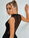 Sexy Sheer Mesh Back Deep V Back Scrunch Bum Zipper Jumpsuit